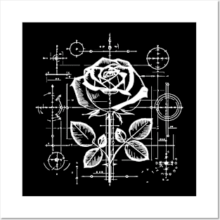 rose blueprint tattoo Posters and Art